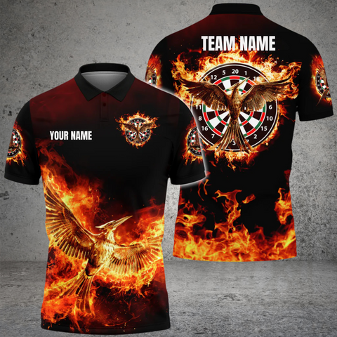 MaxCorners Darts Phoenix Customized Name, Team Name 3D Polo Shirt