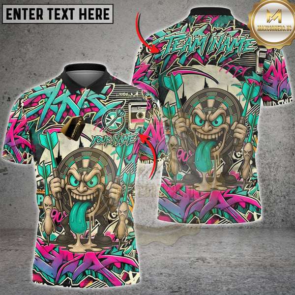 Maxcorners Darts Graffiti Crazy Face Multioptions Personalized Name, Team Name Unisex 3D Shirts