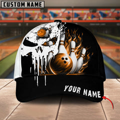 Maxcorners Bowling Punished Skull Flame Multicolor Personalized Name 3D Cap