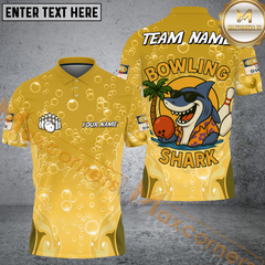 Maxcorners Bowling Funny Cartoon Shark, Bubble Design Multicolor Personalized Name, Team Name 3D Shirt