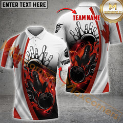 Maxcorners Canadian Flag Bowling Jersey Personalized Name, Team Name 3D Shirt