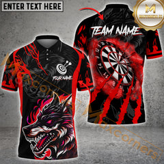 Maxcorners Darts Wolf Flame Multicolor Customized Name, Team Name 3D Shirts