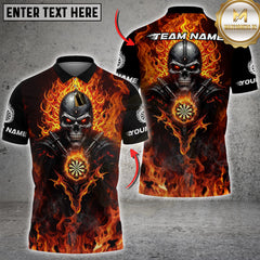 Maxcorners Darts Flaming Metal Skull Multicolor Customized Name Team Name 3D Shirts
