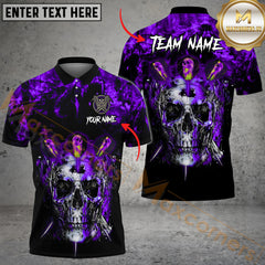 Maxcorners Arrow Pierce Skull Darts Jersey Multicolor Option Customized Name, Team Name 3D Polo Shirt