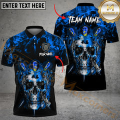 Maxcorners Arrow Pierce Skull Darts Jersey Multicolor Option Customized Name, Team Name 3D Polo Shirt