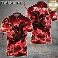 Maxcorners Bowling Thunder Stallion Multicolor Options Personalized Name, Team Name 3D Shirt