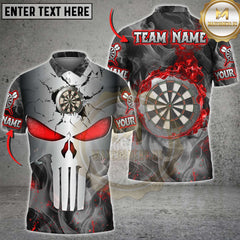Maxcorners Darts Skull Punisher Metal Fire Multicolor Customized Name, Team Name 3D Shirt