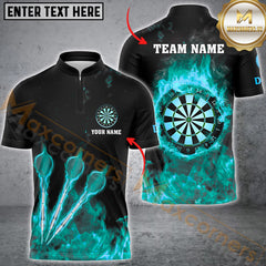 Maxcorners Fire Flame Premium Darts Jersey Customized Name, Team Name 3D Polo Shirt