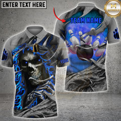 Maxcorners Bowling Fire Skull Multicolor Customized Name, Team Name 3D Shirts