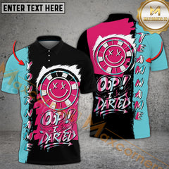 Maxcorners Darts Graffiti Vibes Smiley Multicolor Customized Name, Team Name 3D Polo Shirt
