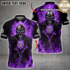Maxcorners Darts Flaming Metal Skull Multicolor Customized Name Team Name 3D Shirts
