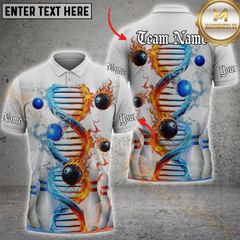 Maxcorners Bowling Flame And Water DNA Personalized Name, Team Name 3D Shirt