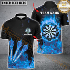 Maxcorners Fire Flame Premium Darts Jersey Customized Name, Team Name 3D Polo Shirt