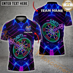Maxcorners Darts Neon Glow Multicolor Options Personalized Name, Team Name 3D Shirt