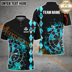 Maxcorners Dart Grunge Multicolor Option Customized Name, Team Name 3D Polo Shirt