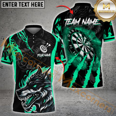 Maxcorners Darts Wolf Flame Multicolor Customized Name, Team Name 3D Shirts
