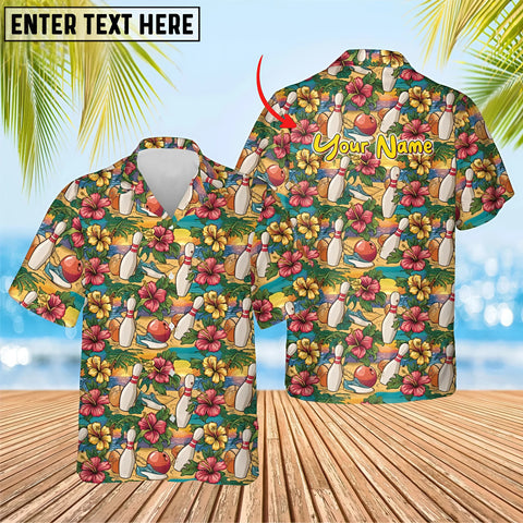 Maxcorners Bowling Summer League Aloha Customized Name 3D Hawaiian Shirt