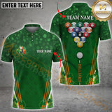 Maxcorners St Patrick'S Day Billiard Jersey Personalized Name, Team Name 3D Polo Shirt