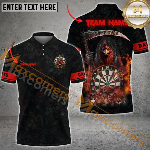 Maxcorners Darts Rooster's Reaper Customized Name, Team Name 3D Polo Shirt