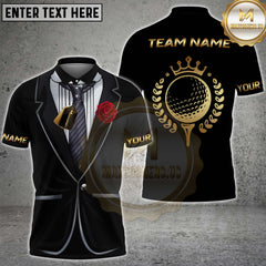 Maxcorners Golf Tuxedo Rose Personalized Name 3D Unisex Shirt