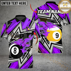 Maxcorners Billiards Ball 8&9 Lightning Racing Personalized Name Men And Women 3D Polo Shirt Custom Billiard Team Jersey (4 Colors)