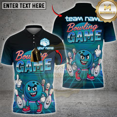 Maxcorners Cartoon Bowling Squad Multicolor Customized Name, Team Name 3D Shirts