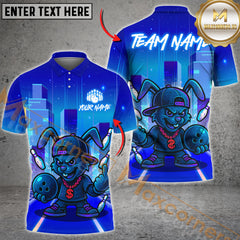 Maxcorners Bowling Strike Bunny Neon Style Multicolor Customized Name, Team Name 3D Shirts