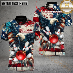 Maxcorners Patriotic Eagle Bowling Jersey Personalized Name 3D Unisex Shirt