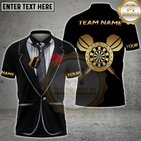 Maxcorners Darts Tuxedo Rose Personalized Name 3D Unisex Shirt