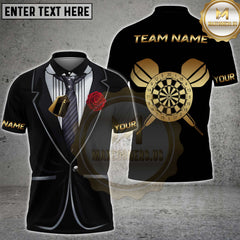 Maxcorners Darts Tuxedo Rose Personalized Name 3D Unisex Shirt