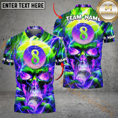 Maxcorners Ball 8 Flame Hollow  Skull Billiard Jersey Multicolor Options Personalized Name, Team Name 3D Polo Shirt