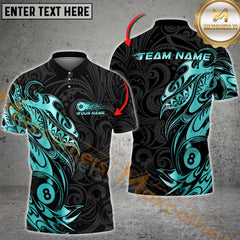 Maxcorners Billiard 8-Ball Pool With Tribal Style Multicolor Customized Name, Team Name 3D Shirts