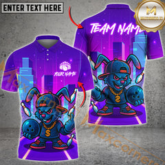 Maxcorners Bowling Strike Bunny Neon Style Multicolor Customized Name, Team Name 3D Shirts