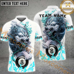 Maxcorners Billiard Angry Wolf Multicolor Personalized Name, Team Name 3D Shirt