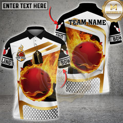 Maxcorners Bowling Flame Multicolor Customized Name, Team Name 3D Shirts