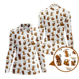 Maxcorners Dachshund Pattern Golf Polos, Funny Dachshund Golf Shirt, Pattern Golf Shirt For Golfers