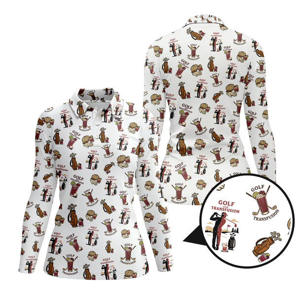Maxcorners Transfusion Golf Shirt, Golf Transfusion Drink Pattern Polos, Men's Golf Shirts