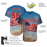 Maxcorners Custom Camo Olive-Cream 3D American Flag Premium Salute To Service Baseball Jersey LM0210