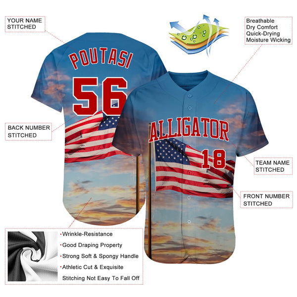 Maxcorners Custom Camo Olive-Cream 3D American Flag Premium Salute To Service Baseball Jersey LM0210