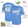 Maxcorners Custom Light Blue White-Gray Mesh Authentic Throwback Baseball Jersey LM2605