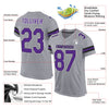 Maxcorners Custom Light Gray Purple-Black Mesh Authentic Football Jersey LM2605