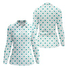 Maxcorners Grid Pattern Shamrock Golf Shirt, St Patrick's Day Women's Golf Tops, Ladies Golf Polos, Golf Shirt For Women