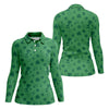 Maxcorners Leprechaun Hat Shamrock Beer Dark Green Seamless Pattern St. Patrick’s Day Golf Shirt, Women's Golf Tops