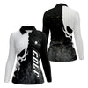 Maxcorners Monochrome Skull Golf Ball Graphic Golf Shirt, Golf Polo For Women, Printed Golf Shirt LM1507