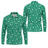 Maxcorners Stick Figure Golf Pose St Patrick's Day Shamrock Green Golf Shirt, Polo Shirts For Men, Golf Shirts For Men