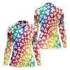 Maxcorners Rainbow Shamrock St Patrick's Day Golf Shirt, Women's Golf Tops, Ladies Golf Polos, Golf Shirt For Women