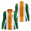 Maxcorners Green Orange White Vertical Stripes St Patrick's Day Golf Shirt, Women's Golf Tops, Ladies Golf Shirts