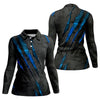 Maxcorners Blue Claw Marks Hawaiian Golf Shirt, Scratch Print Women's Golf Tops, Ladies Golf Shirts LM1507