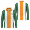 Maxcorners Green Orange White Vertical Stripes St Patrick's Day Golf Shirt, Polo Shirts For Men, Golf Shirts For Men