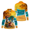 Maxcorners Beach Chair Santa Christmas Golf Shirt, Women's Golf Tops, Hawaiian Golf Shirt, Golf Shirts For Women LM1507